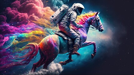 astronaut riding a horse in hurricane by ai generative