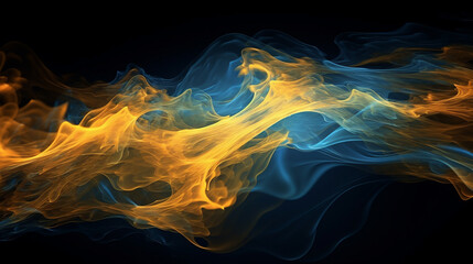 Wall Mural - blue and gold flame abstract background
