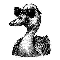 Wall Mural - cool duck wearing sunglasses, goose illustration