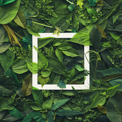 Wall Mural - foliage background with a variety of vibrant plant leaves showing a diverse ecosystem and the biodiv
