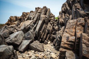 Wall Mural - Jagged rocks jutting out from the ground create a natural barrier. Generative AI