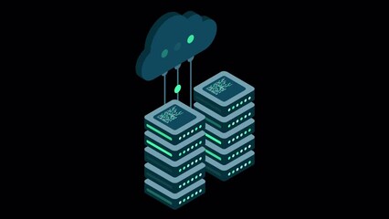 Wall Mural - cloud technology computing concept. modern cloud technology. data center isometric concept. isometri