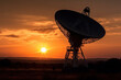 © Robert Herhold - radio telescope at sunset created with Generative AI technology