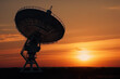 © Robert Herhold - radio telescope at sunset created with Generative AI technology