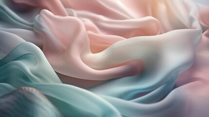 an abstract image of a silk fabric in an ombre gradient of pale pastel light colors, generative ai