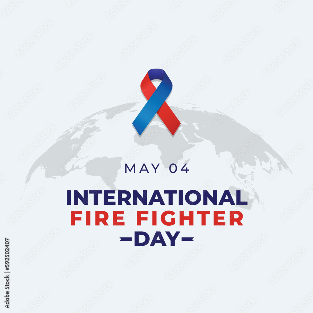international firefighter day poster design template. firefighter blue and red ribbon celebration. fire fighter day ribbon vector design. 