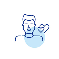 Wall Mural - guy on dating website looking for romantic attraction. male user. two hearts finding match. pixel pe