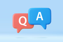 3d Speech Bubble With Q And A Letters,