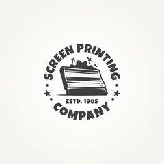 vintage screen printing emblem badge logo template vector illustration design