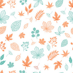 Wall Mural - seamless pattern with autumn leaves