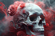 Abstract, surreal, creepy skull of smoke. Generative ai.
