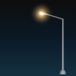 © BillionsPhoto - Public Street Light Pole at Night Against Dark Background. Vector Illustration.
