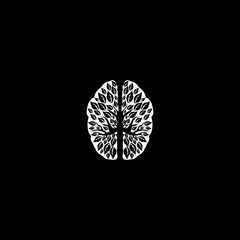 Wall Mural - Brain tree logo art design isolate on dark background