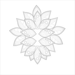 coloring page. Doodle flowers in black and white pleasing for adults' coloring page. pleasing decorative flower of Coloring book page for adult Black outline and white background