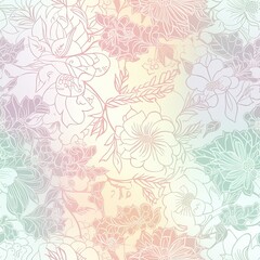  Graceful glossy floral design in a seamless pattern.