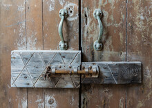 Detail Of An Old Wooden Door And Lock