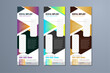 © 1234design - Dental implant care, dentist and tooth vertical banner with rectangle space for photo collage. purple, blue gold, and green gradient color elements. white background dental treatment concept
