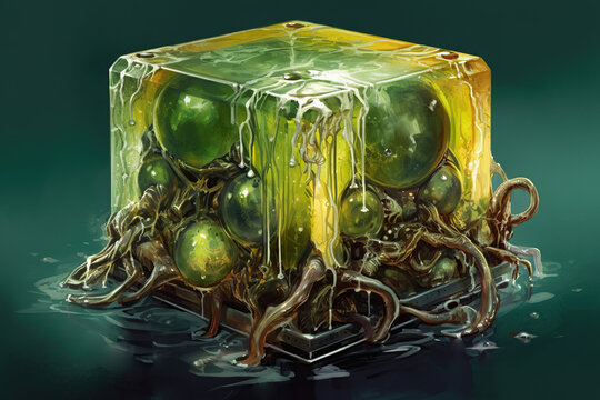 creepy gelatinous cube, rpg adventure, monster, Generative AI