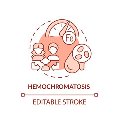 Poster - Hemochromatosis red concept icon. Family health history and chronic diseases abstract idea thin line illustration. Isolated outline drawing. Editable stroke. Arial, Myriad Pro-Bold fonts used