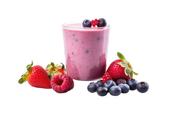 Wall Mural - Berries smoothie freshness isolated on transparent background. Generative Ai