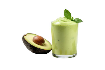 Avocado smoothie for healthy food on transparent background. Ai generated