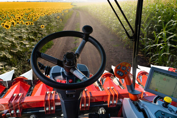 Poster - Autonomous combine harvester working on the field. Smart farming	
