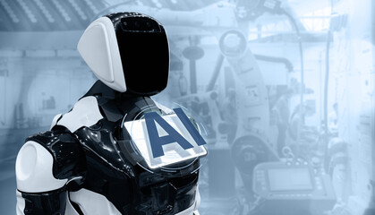 Aufkleber - Robot with text AI - symbol of artificial intelligence.