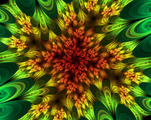 Abstract Floral Fractal Art Background Resembling Flowers And Foliage.