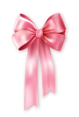 Wall Mural - Decorative pink silk realistic bow with vertical ribbons.