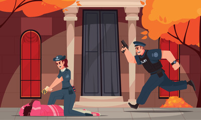 Wall Mural - Police Cartoon Scene