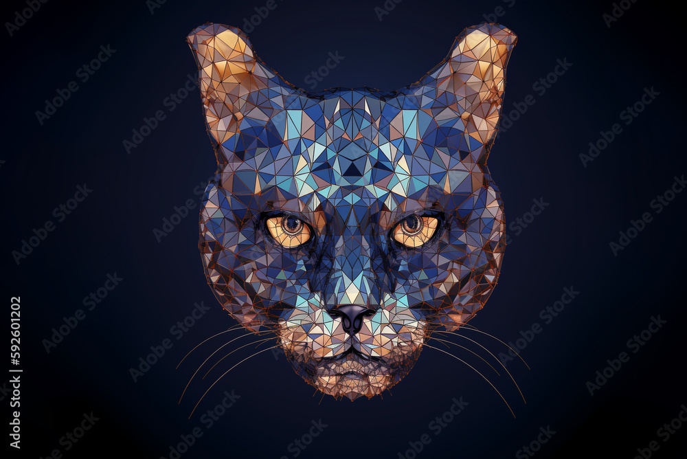 Hipster animal realistic and polygonal cat face. Triangle animal ...