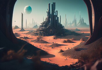 Sci-fi themed City on a Planet, generative AI