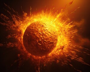 Wall Mural - The sun seen close up with explosions on its surface on a black background. Generative AI