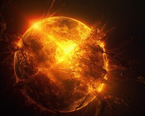 Wall Mural - The sun seen close up with explosions on its surface on a black background. Generative AI