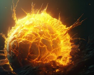 Wall Mural - The sun seen close up with explosions on its surface on a black background. Generative AI