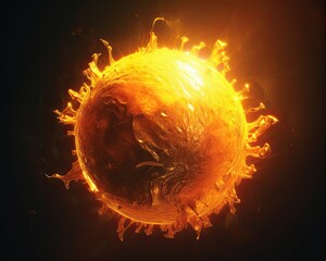 Wall Mural - The sun seen close up with explosions on its surface on a black background. Generative AI