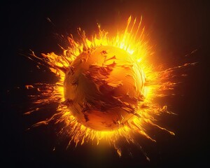 Wall Mural - The sun seen close up with explosions on its surface on a black background. Generative AI