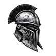Leinwandbild Motiv ancient Spartan helmet on transparent background, generative ai