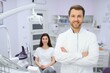 © Serhii - Male dentist in a room with medical equipment and patient on background.