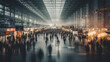 © ArtStage - Business people in a subway tunnel. Background of an expo with blurred individuals. Al generated