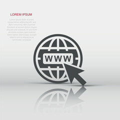 Wall Mural - vector go to web icon in flat style. globe world sign illustration pictogram. www url business conce