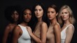© Juan - women of different ethnicities posing at camera, enjoy being as they are. bodypositive, plus size model, skinny model. ai generative.