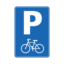 Bicycle Parking Sign Blue Background