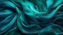 Green Turquoise Teal Blue Abstract Texture Background. Color Gradient. Colorful Matte Background With Space For Design. Toned Canvas Fabric. Web Banner. Wide. Long. Panoramic