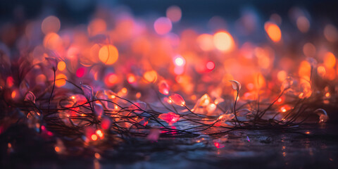 Wall Mural - abstract soft focus lights with red and purple colors, bokeh and blur with copy space - generative a