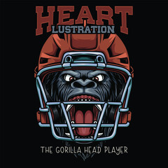 Sticker - Gorilla Head Mascot With American Football Helmet With Text Illustration