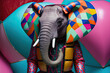 © ADDICTIVE STOCK - Generative AI illustration full body of elephant with colorful creative costume standing against bright background