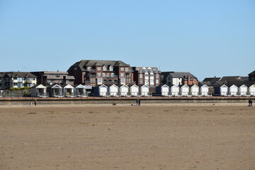 Sticker - Seaside view with golden sand beaches and landmarks. Taken in Lytham Lancashire England. 