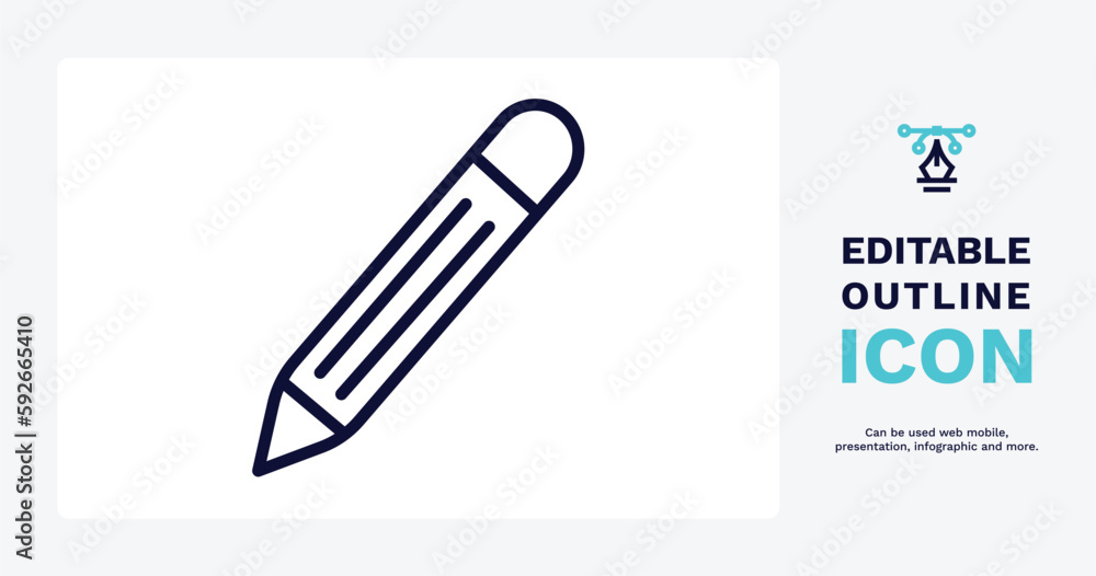 pencil tool icon. Thin line pencil tool icon from tools and utensils ...
