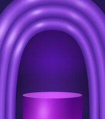 Wall Mural - Abstract room with purple pedestal podium and plastic arch shape